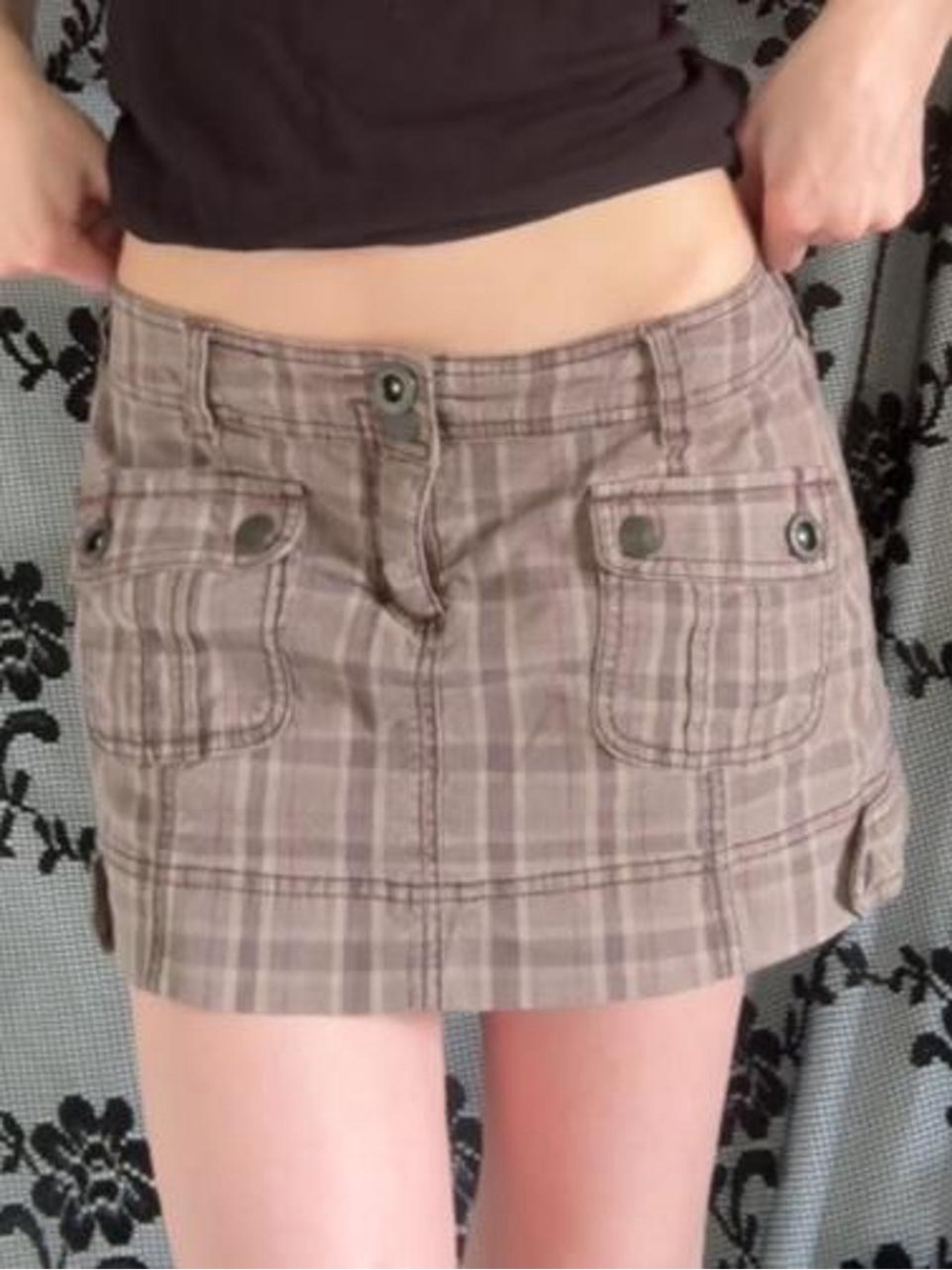 UNIONBAY tan and purple Plaid Mini Skirt